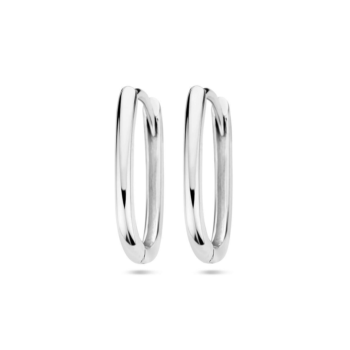 Orecchini alla creola in oro bianco 14K con forma a clip.