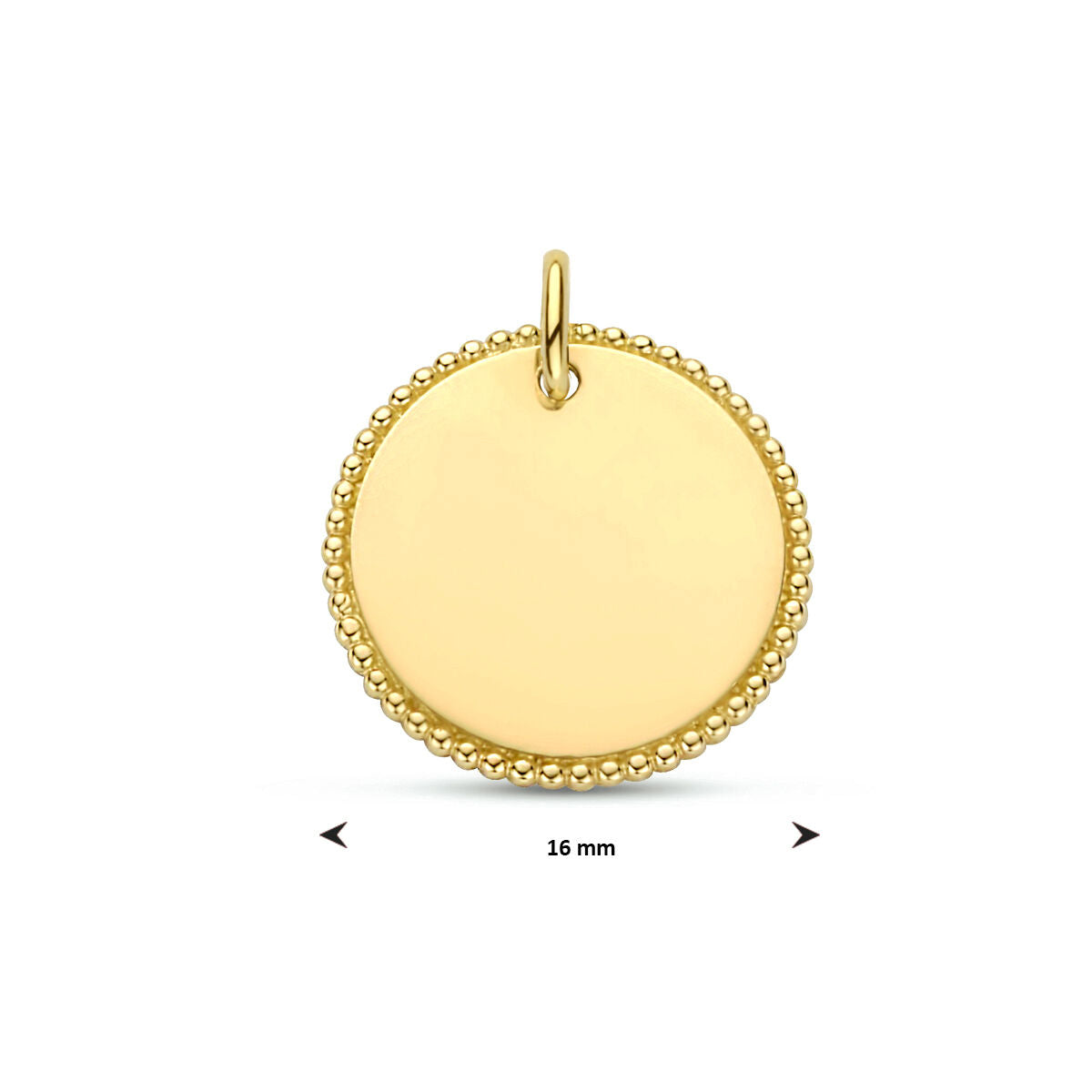 Ciondolo da incisione rotondo color oro giallo – 9k