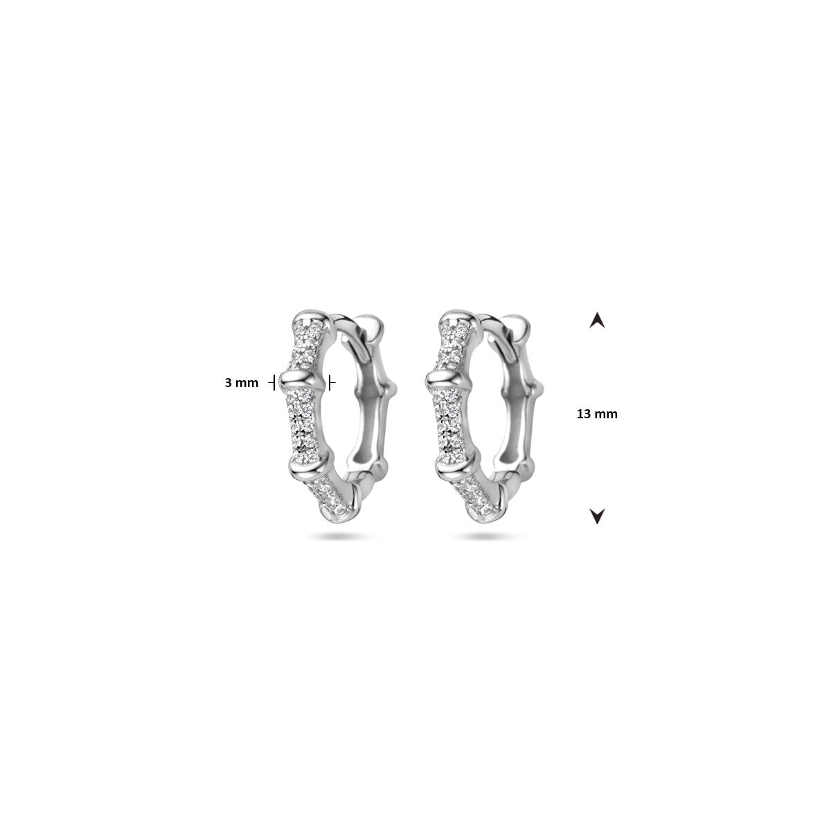 orecchini a cerchio zirconia 13 mm argento rodiato