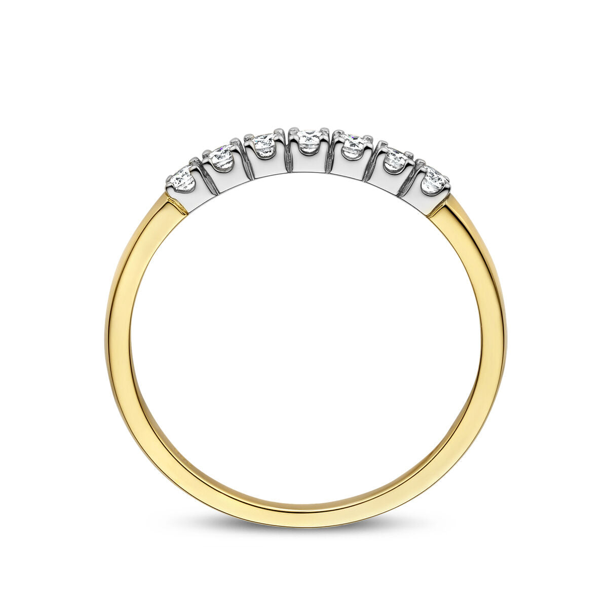 anello memoire diamante 0.21ct h si 14K oro bicolore giallo/bianco