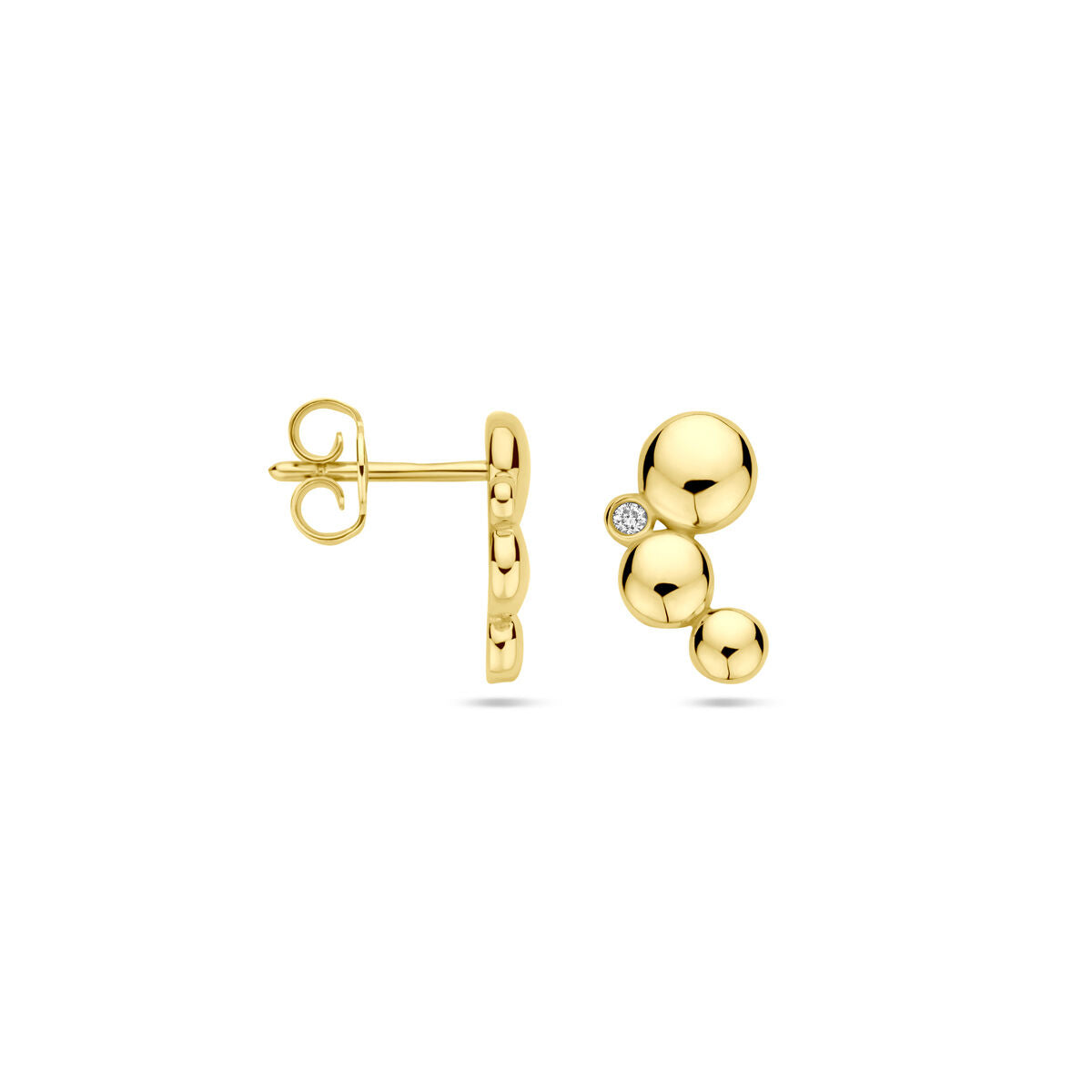 Orecchini a bottone diamante 0.02ct (2x 0.01ct) h si 11,5 mm oro giallo 14K