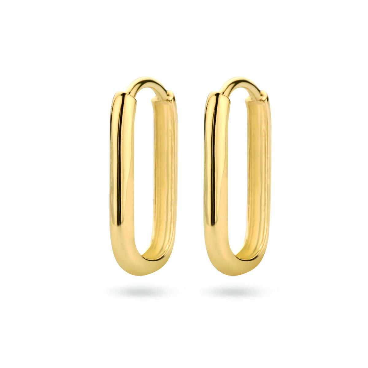Orecchini alla creola in oro giallo 14K a forma di graffetta.