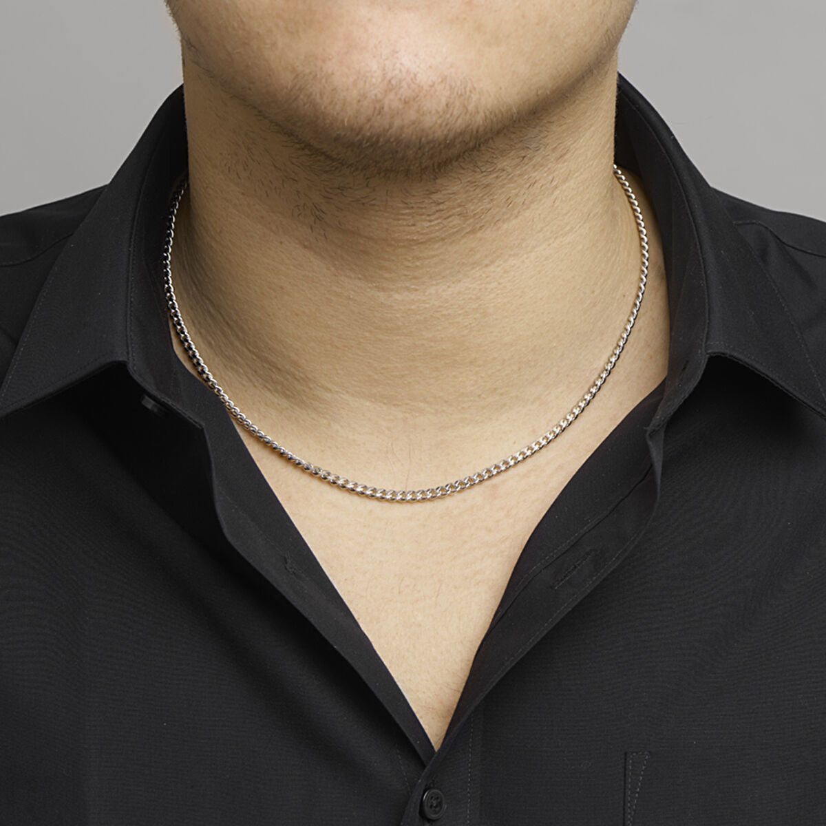 Collana gourmette sfaccettata 4,3 mm acciaio inossidabile