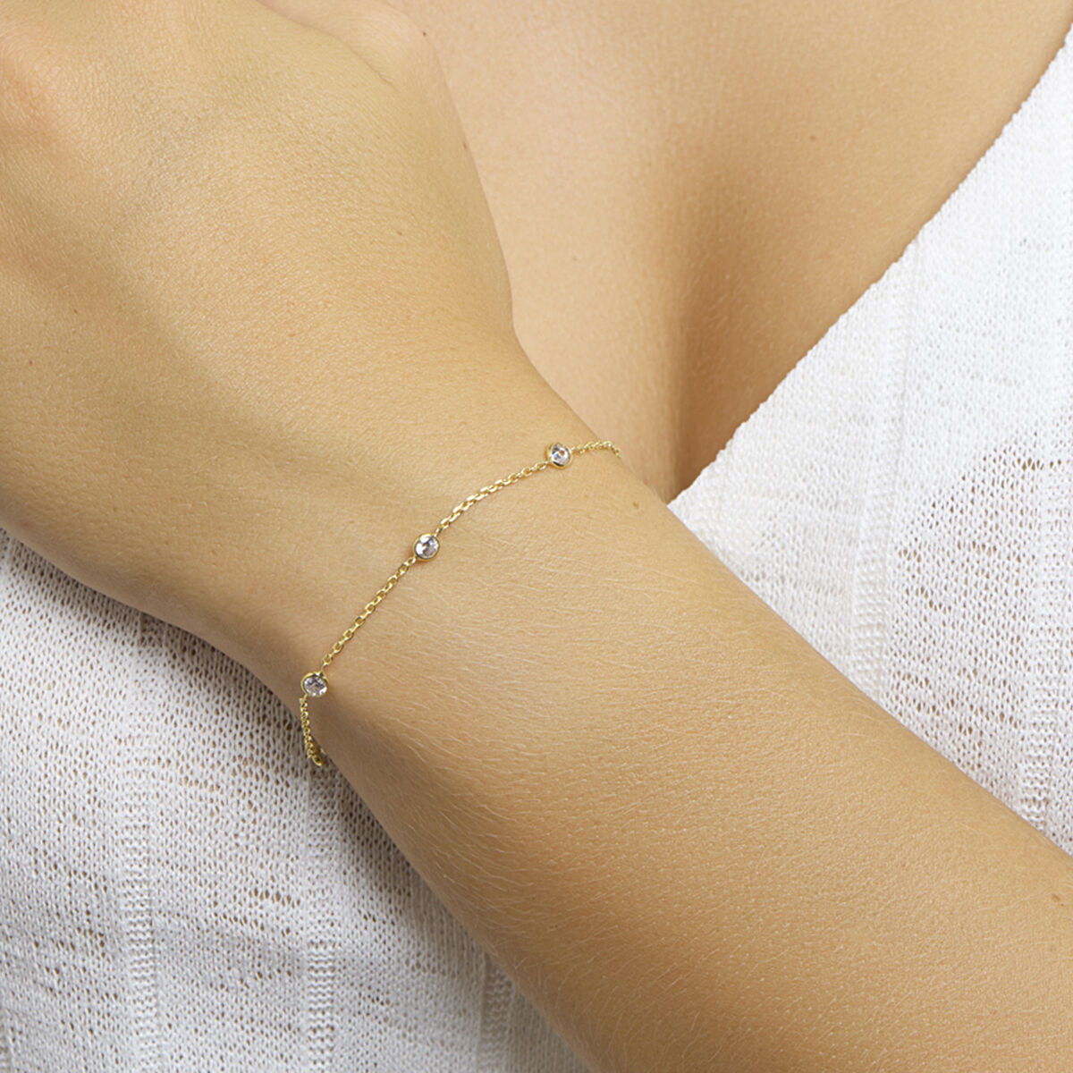 bracciale zirconia 17 + 2 cm 3 micron argento placcato oro (giallo)