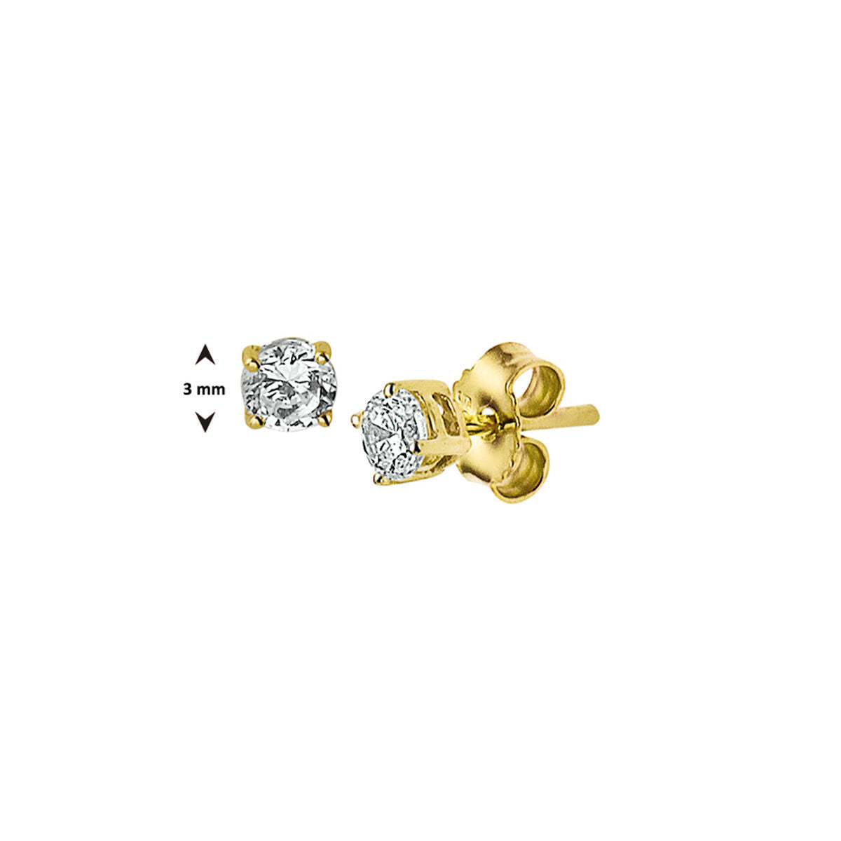 Orecchini a bottone zirconia 14K oro giallo