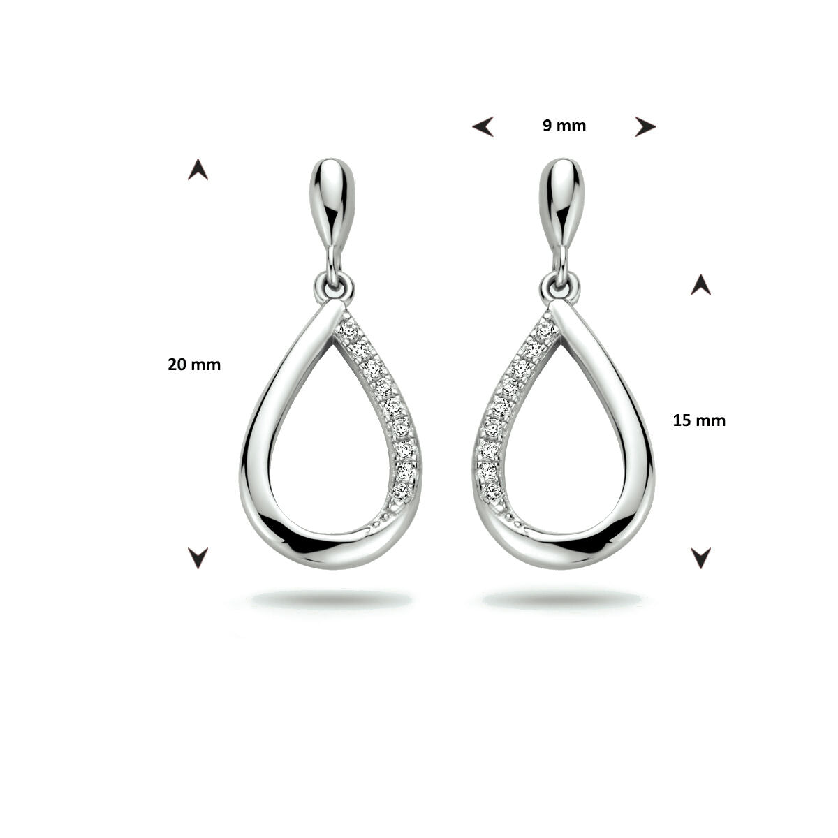 orecchini pendenti a goccia zirconia argento rodiato