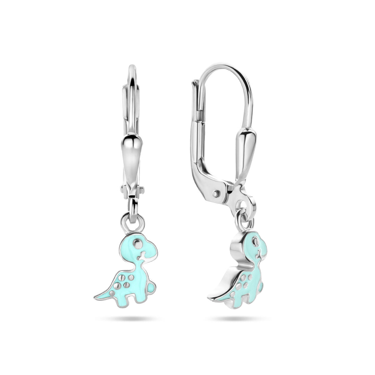 Orecchini pendenti dinosauro gancio brisur 23 mm argento rodiato