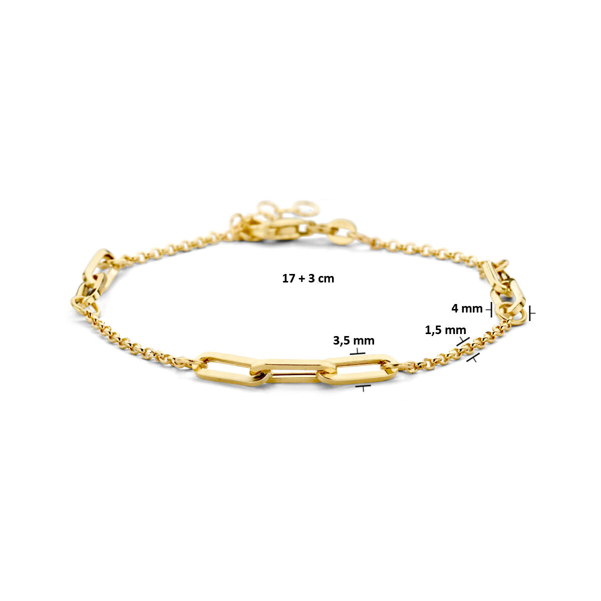 Bracciale da donna in oro con maglia jasseron e paperclip 14K