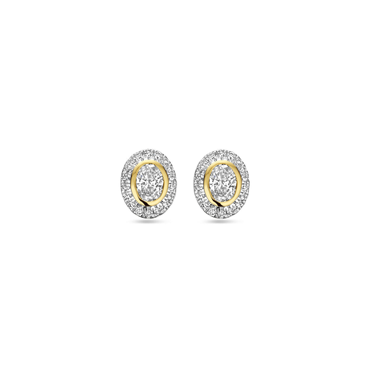 Orecchini in oro giallo 14K con diamanti da 0,50 ct (2x 0,25 ct), forma ovale e dettagli brillanti.