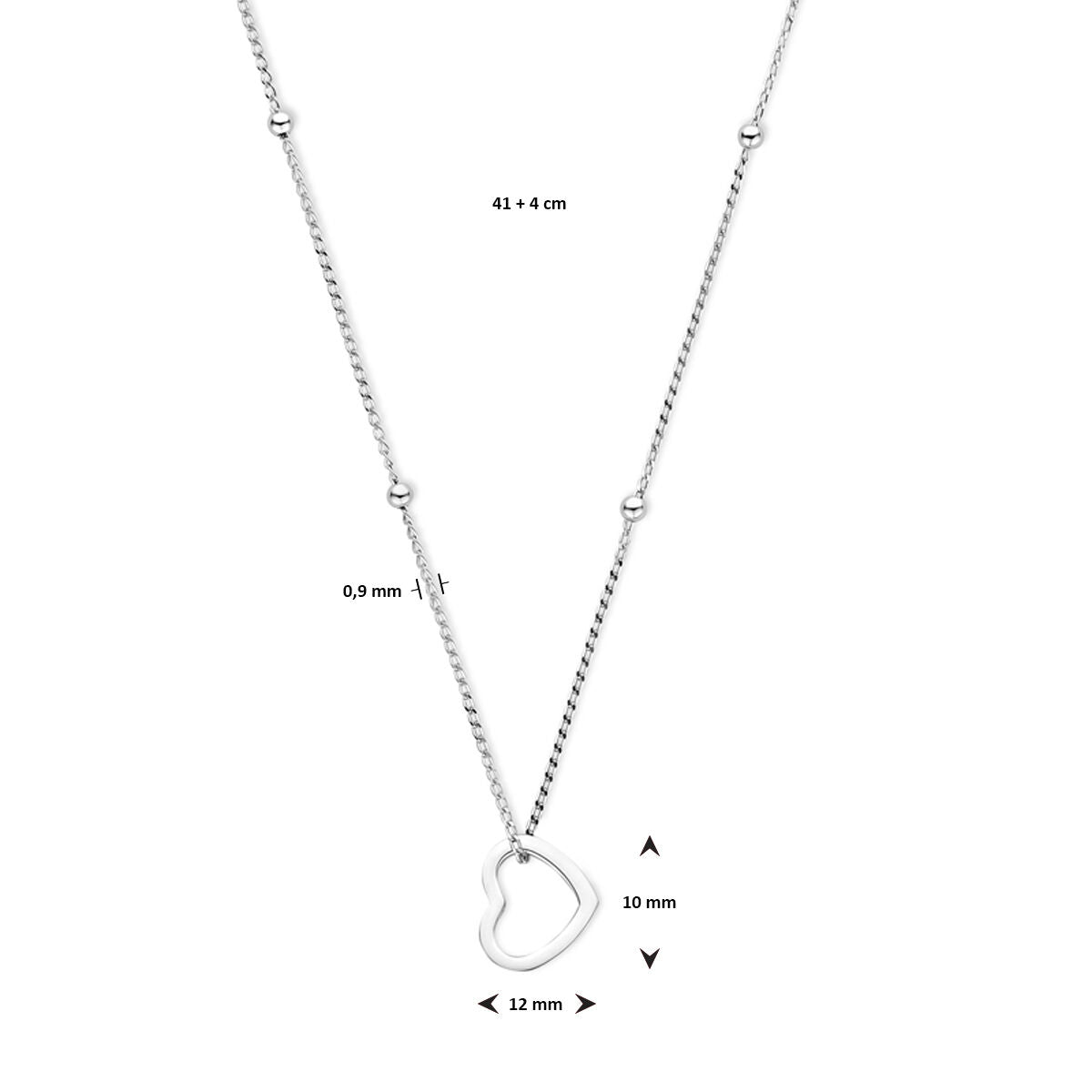 collana cuoricino 41 + 4 cm argento rodiato