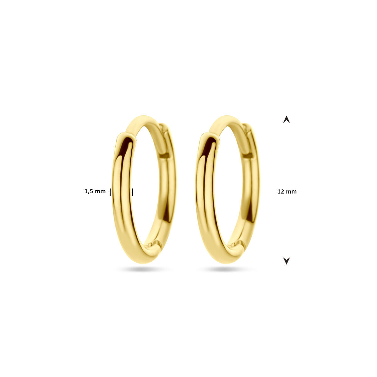 orecchini a clip 1,5 mm tubo rotondo oro giallo 14K
