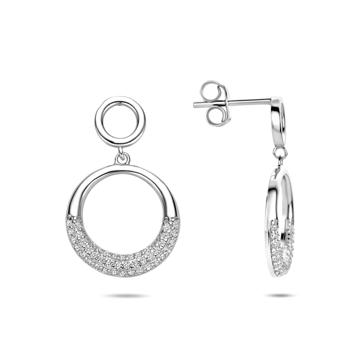 Orecchini pendenti in argento con zirconi – argento 925 rodiato