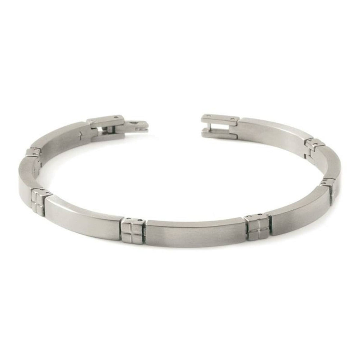 Bracciale in titanio con finitura opaca e dettagli lucidi, design moderno e lineare.