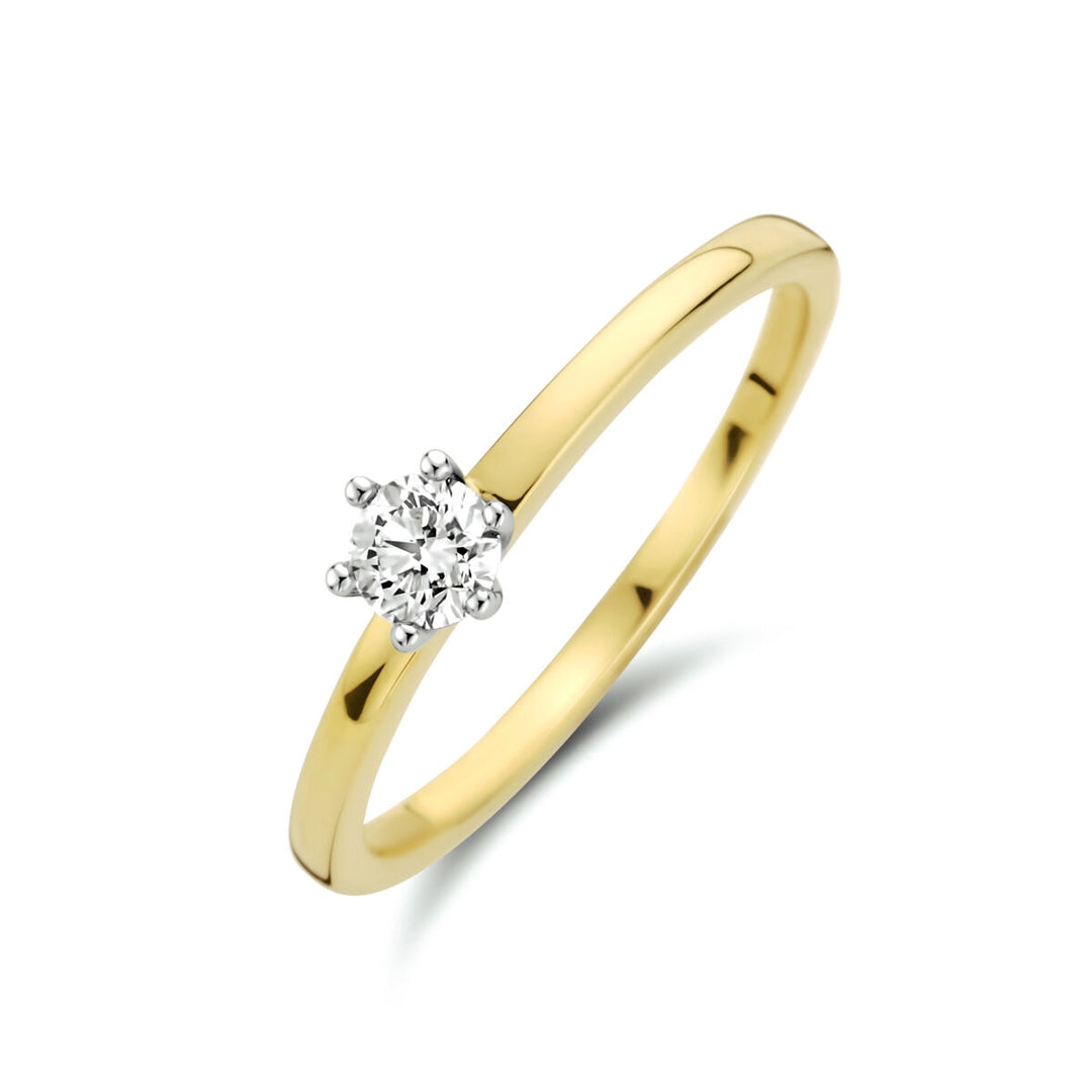 anello diamante 0.20ct h si 14K oro bicolore giallo/bianco