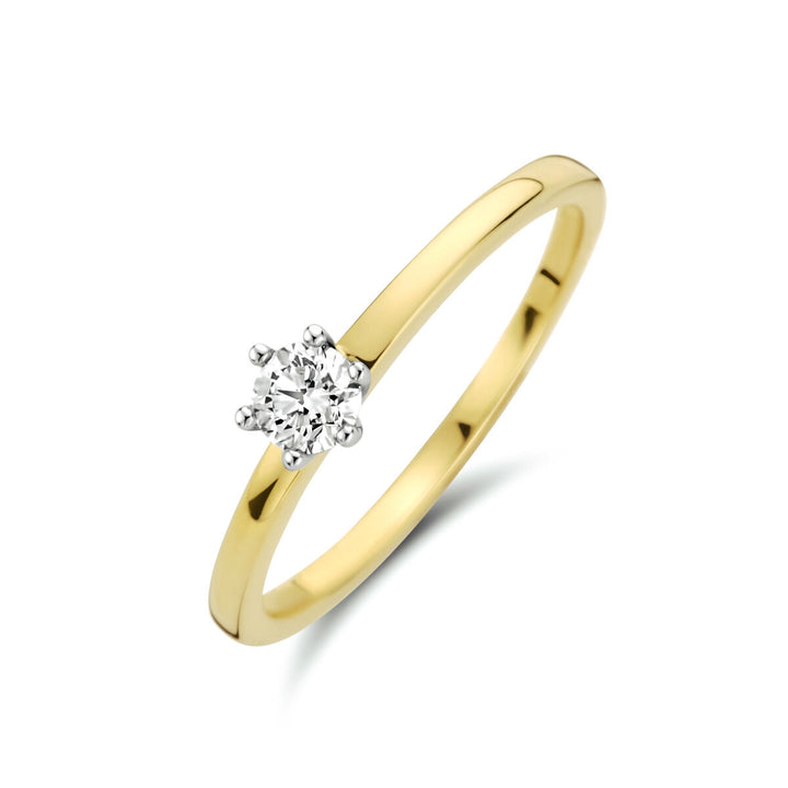 anello diamante 0.20ct h si 14K oro bicolore giallo/bianco