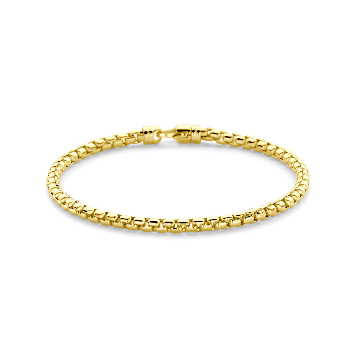 Bracciale in oro giallo 14K, maglia rolò di 3,5 mm, lunghezza 19 cm.