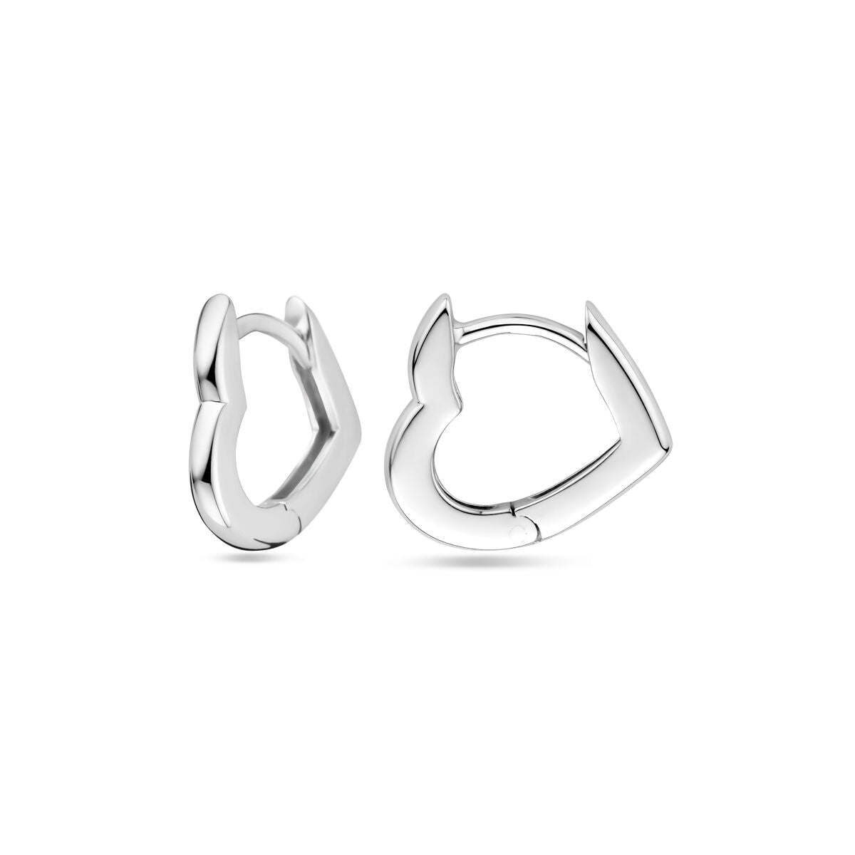 orecchini a cerchio pieghevole cuoricino 13 mm argento rodiato
