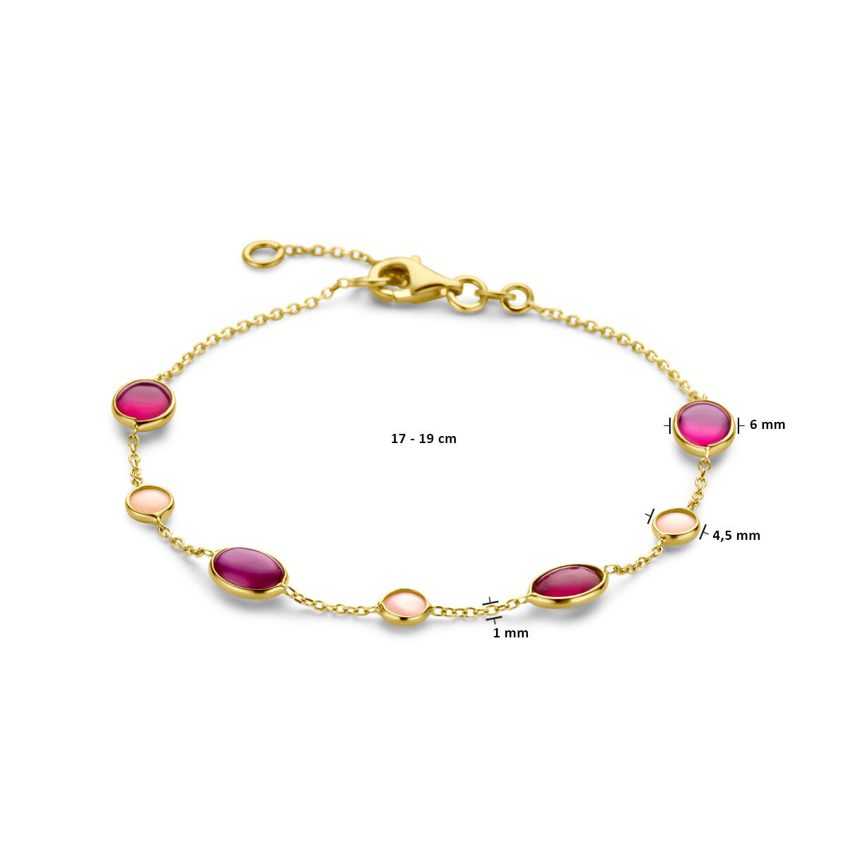 Bracciale in oro da donna con opale rosa e rubino 14K
