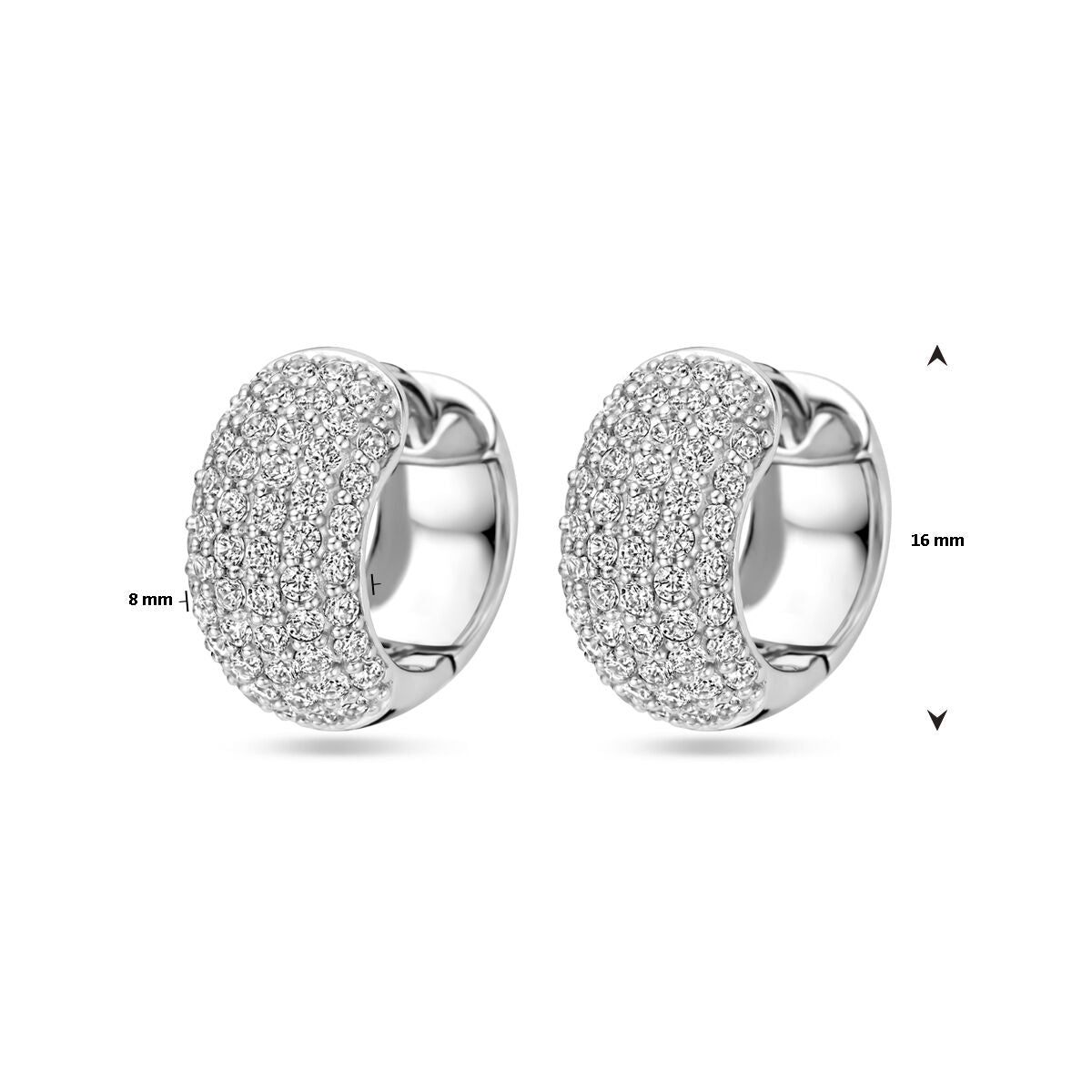 orecchini a cerchio zircone 16 mm argento rodiato