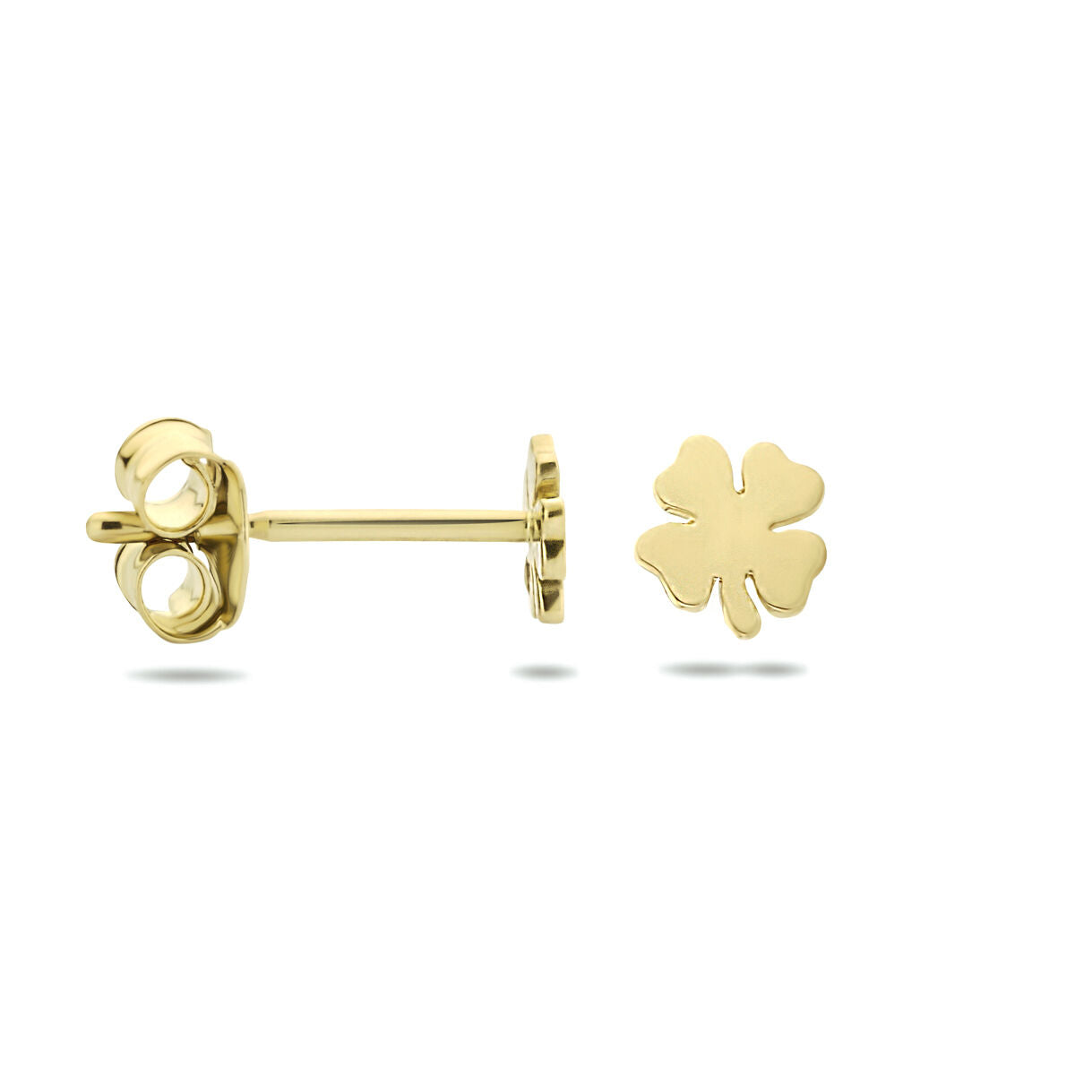 orecchini a bottone trifoglio 14K oro giallo