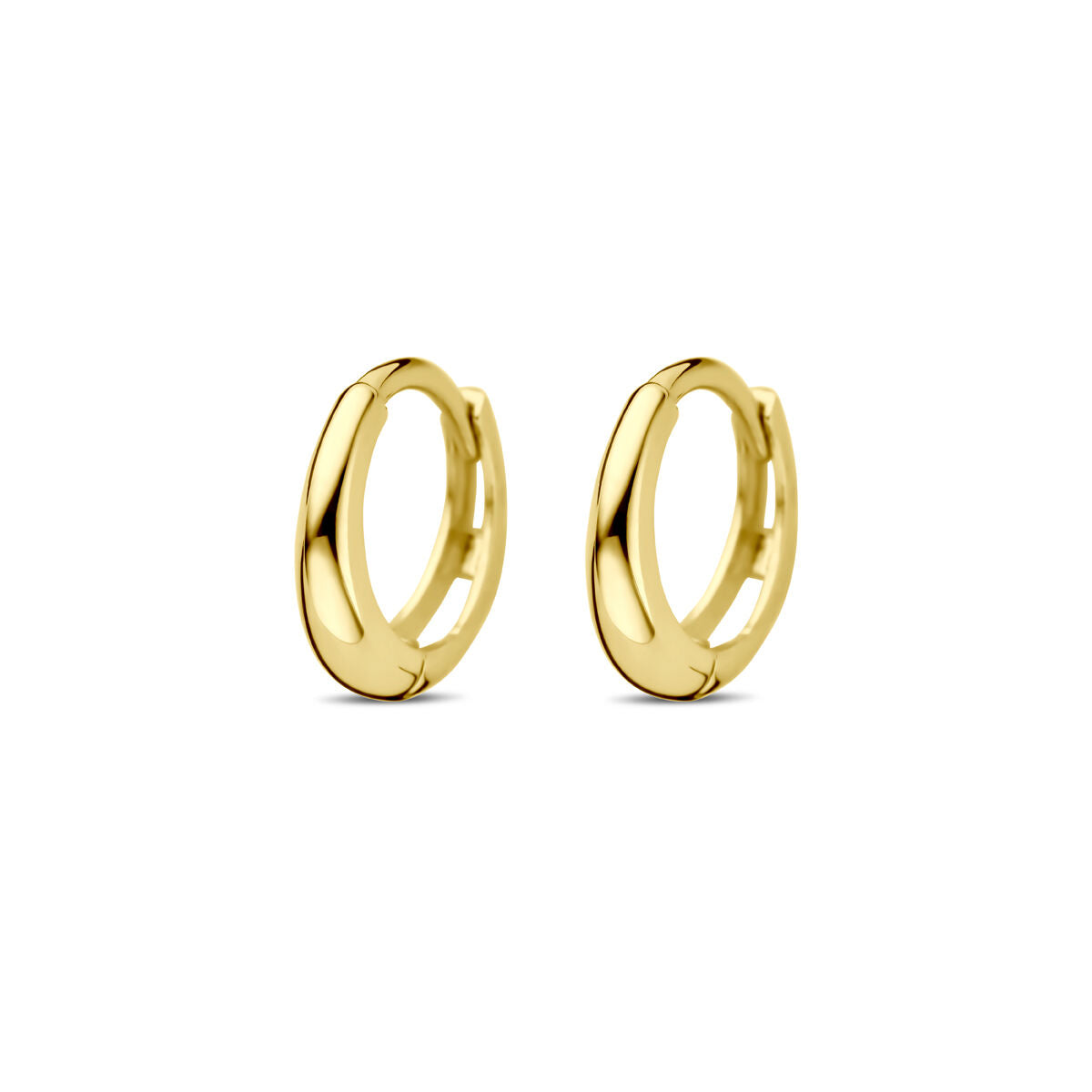 Klapoorringen van 14K geelgoud, 10 mm in diameter met een glanzende afwerking.