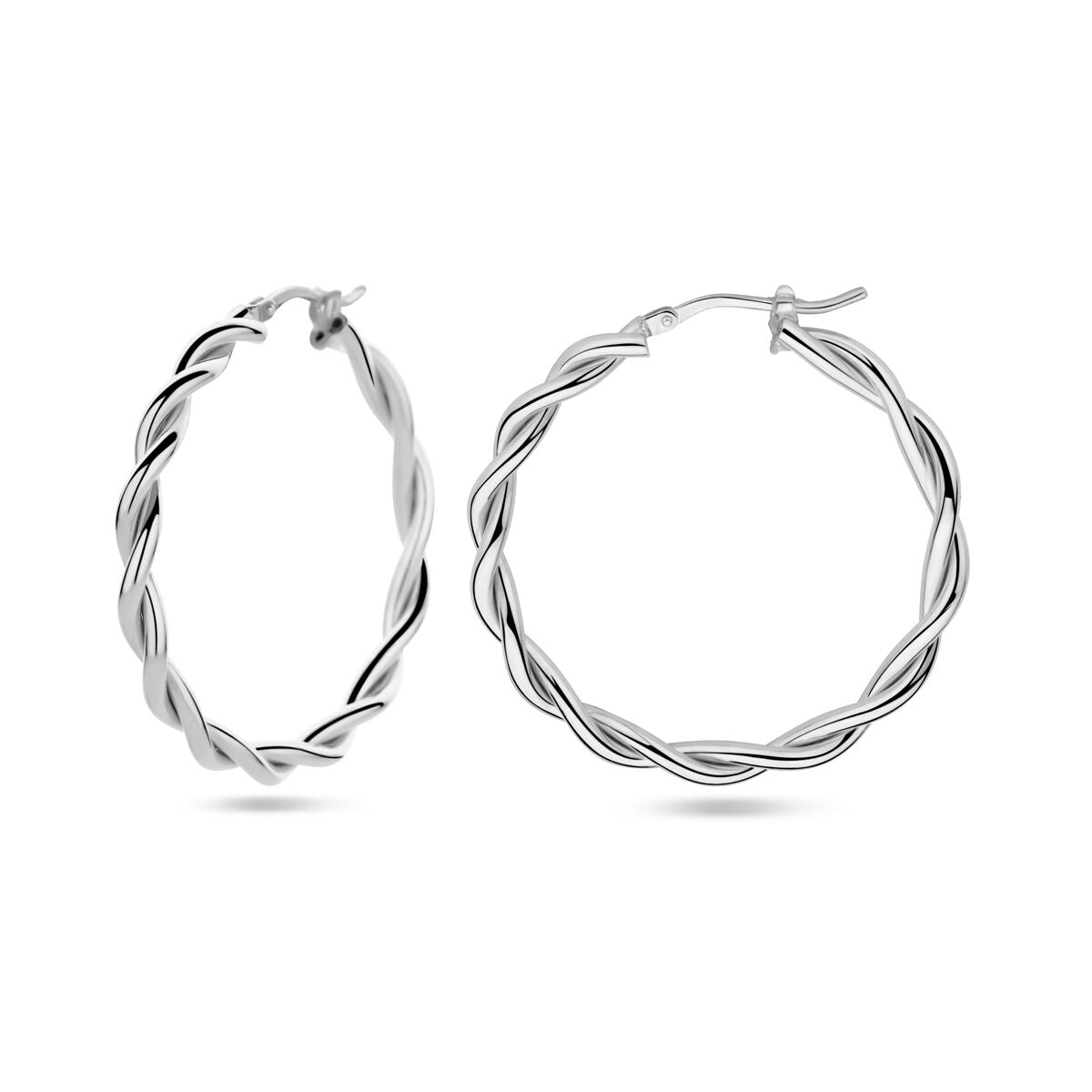 orecchini 3,5 mm tubo attorcigliato argento rodiato