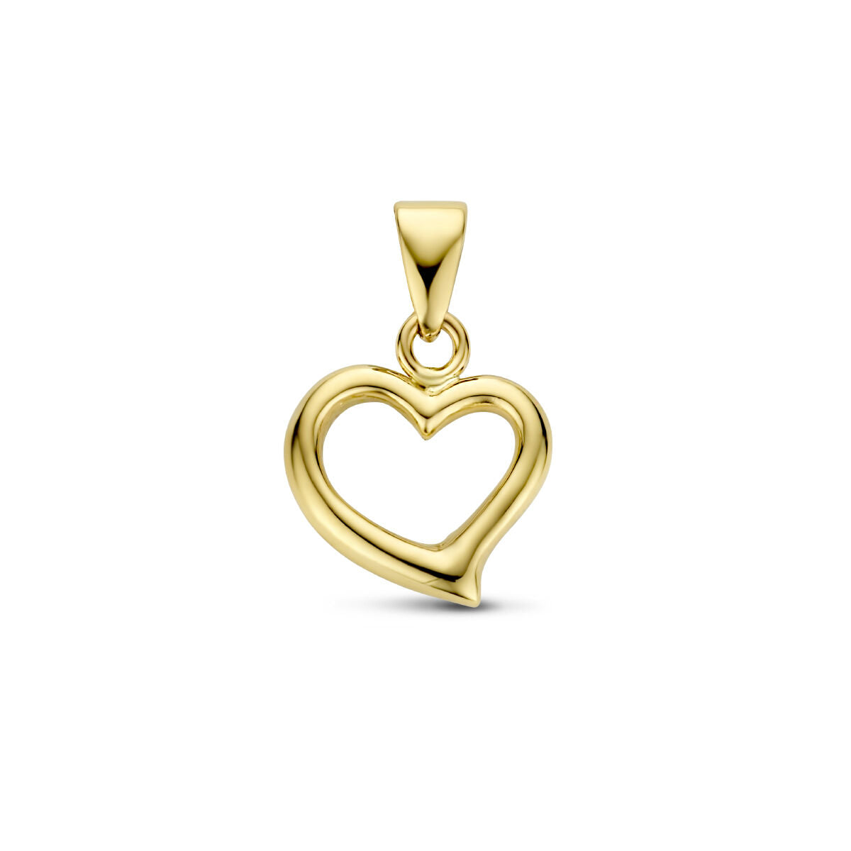 Ciondolo a forma di cuore in oro giallo 14K con finitura lucida.