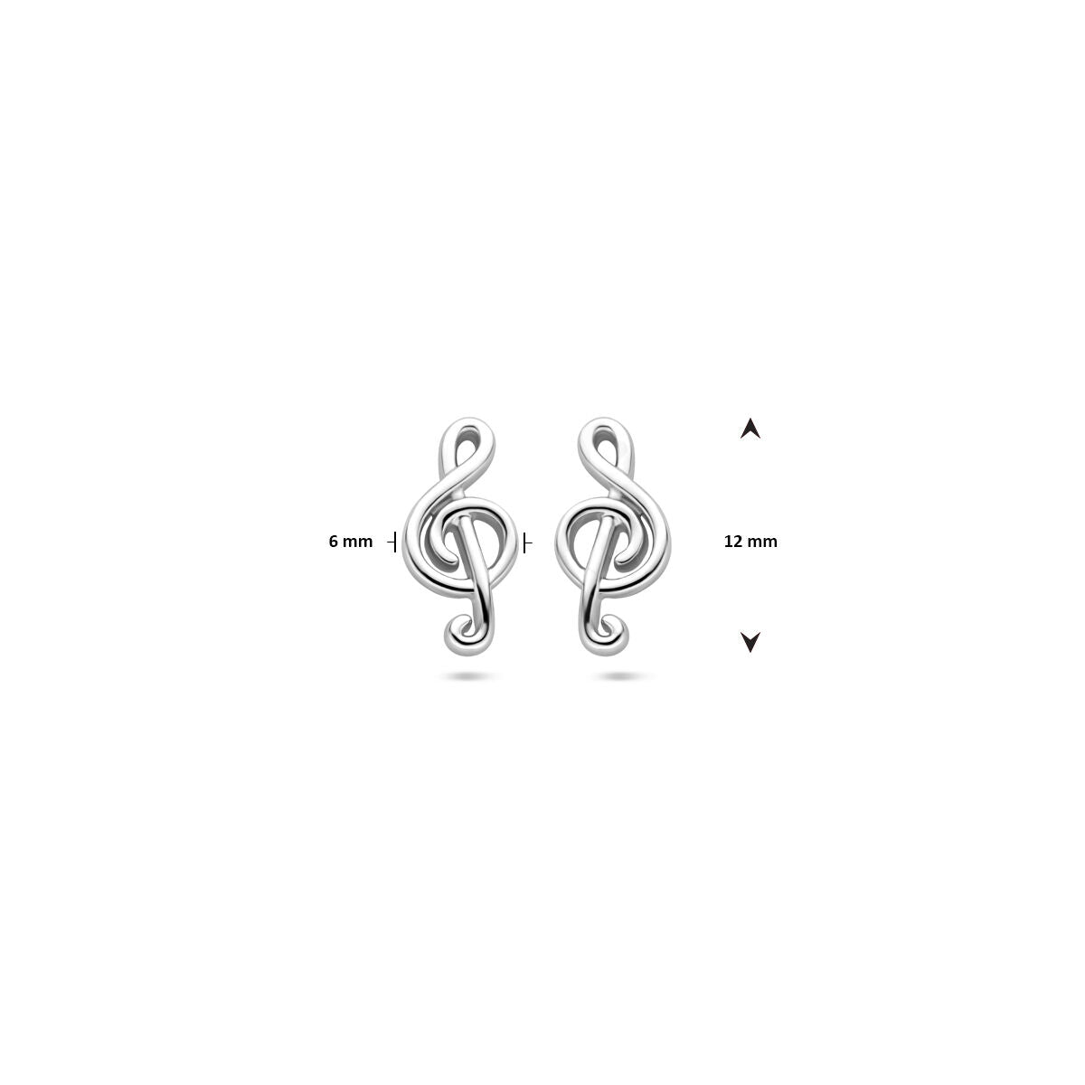 orecchini a bottone nota musicale 12 mm argento rodiato