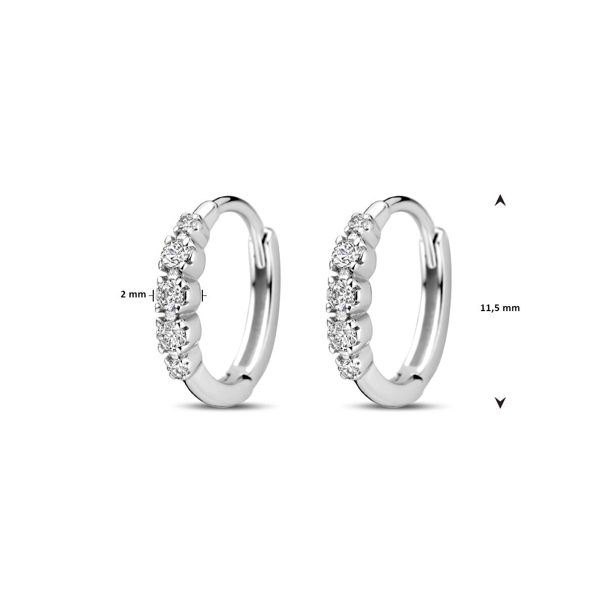 orecchini a cerchio zirconia 11,5 mm argento rodiato