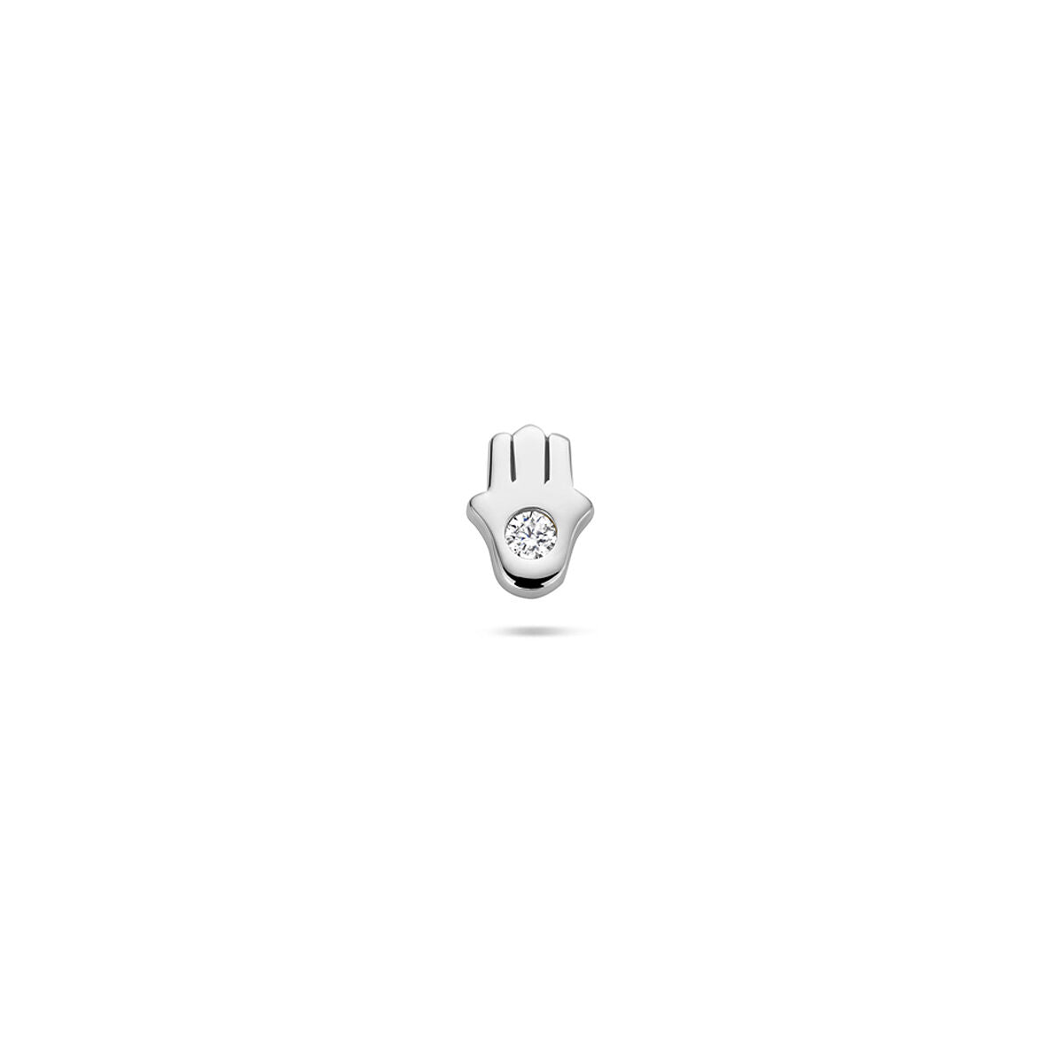 Piercing a forma di mano di Fatima in argento 925 rodiato con zirconia.