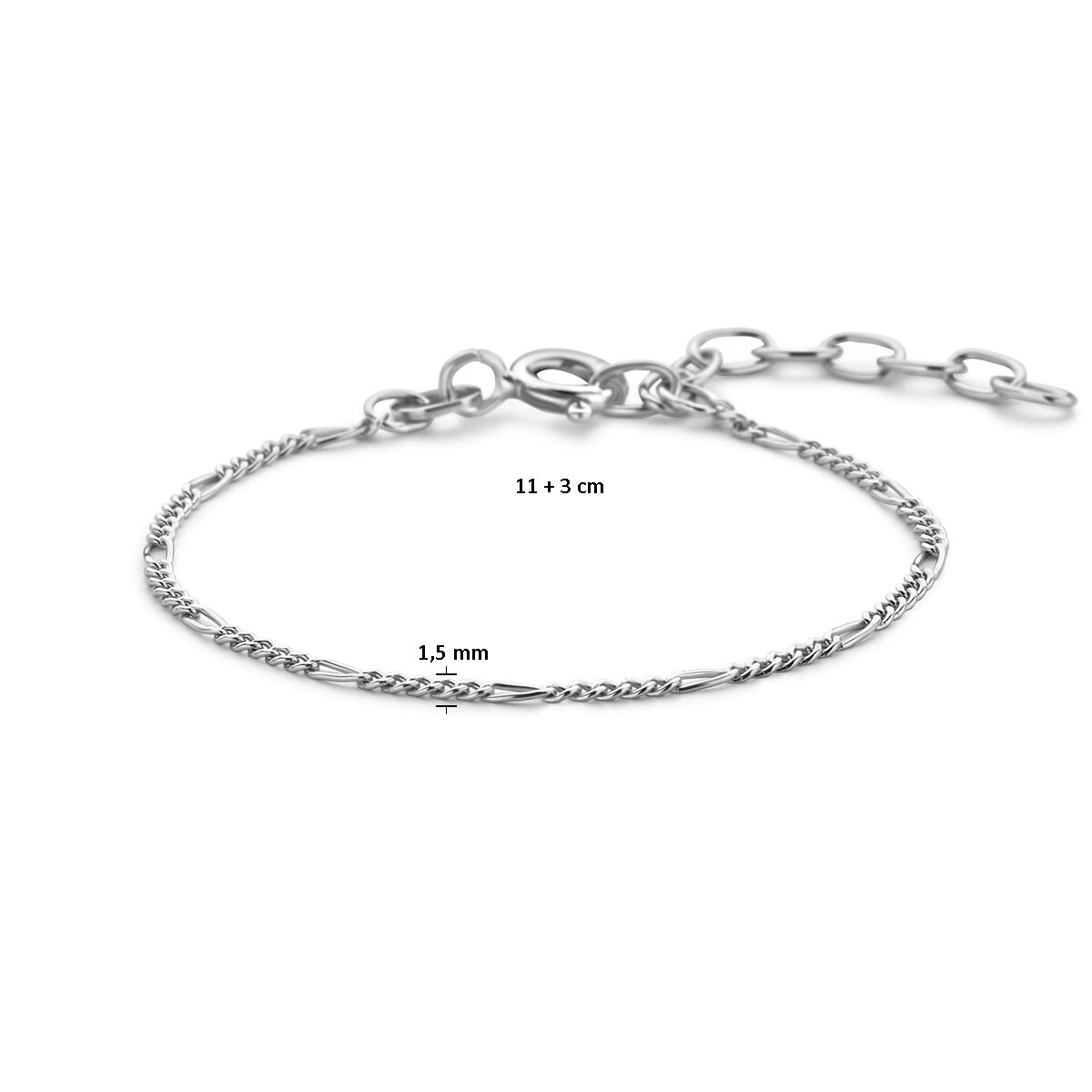 bracciale figaro 1,5 mm (lunghezza bambino) argento rodiato