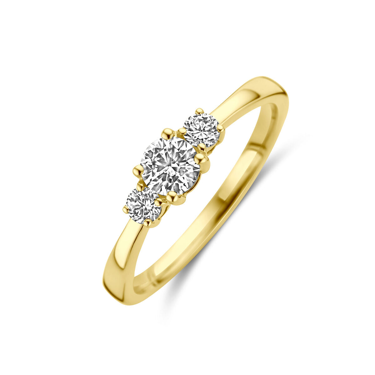 Anello trilogia in oro giallo 14K con tre diamanti lab-grown da 0,46 ct.