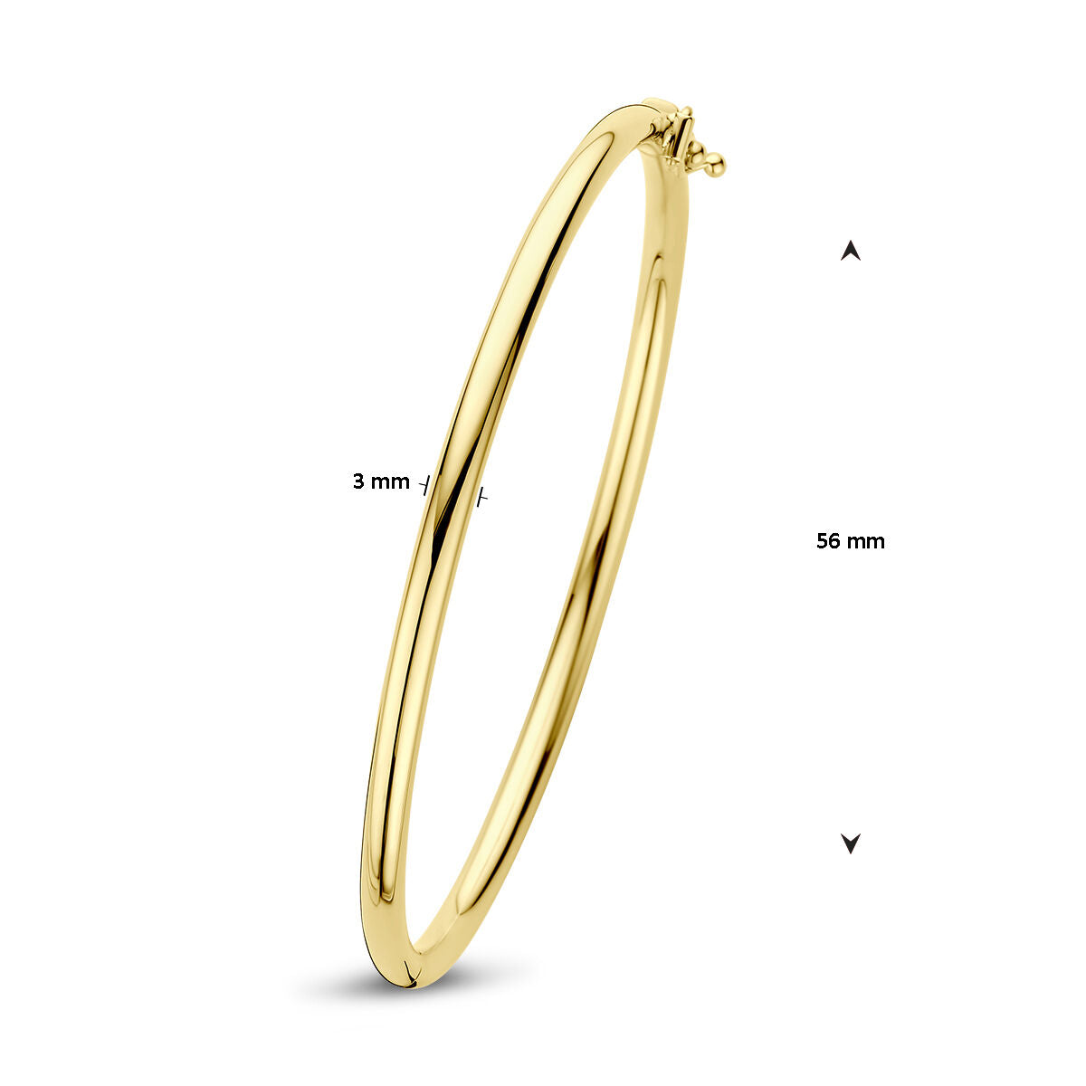 bracciale rigido a cerniera tubo tondo 14K oro giallo