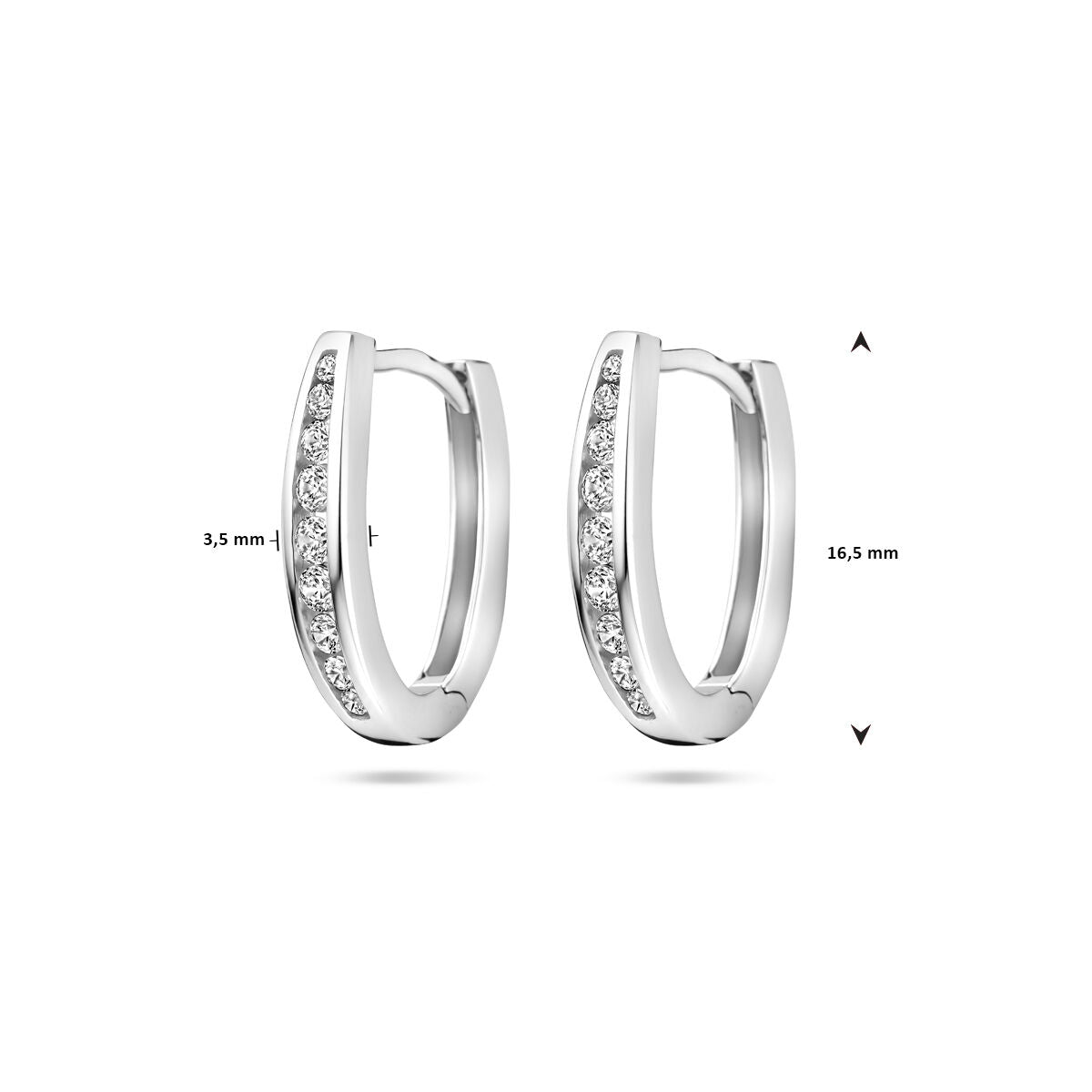 orecchini a cerchio zircone 16,5 mm argento rodiato
