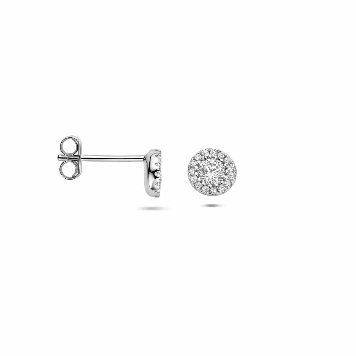 Orecchini a bottone in argento con zirconia – stile entourage 6 mm