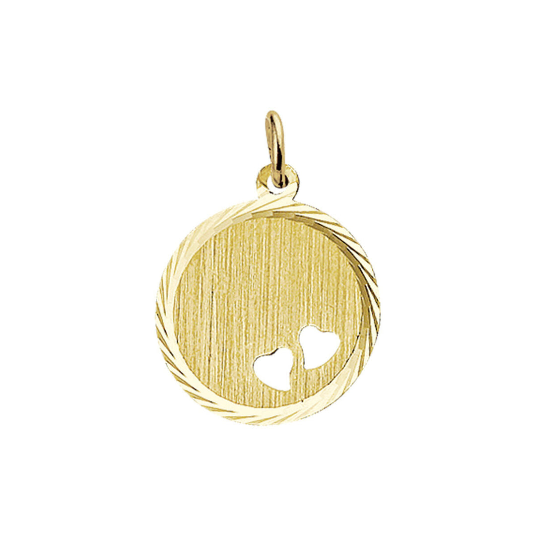 graveerhanger harten mat gediamanteerd 14K geelgoud