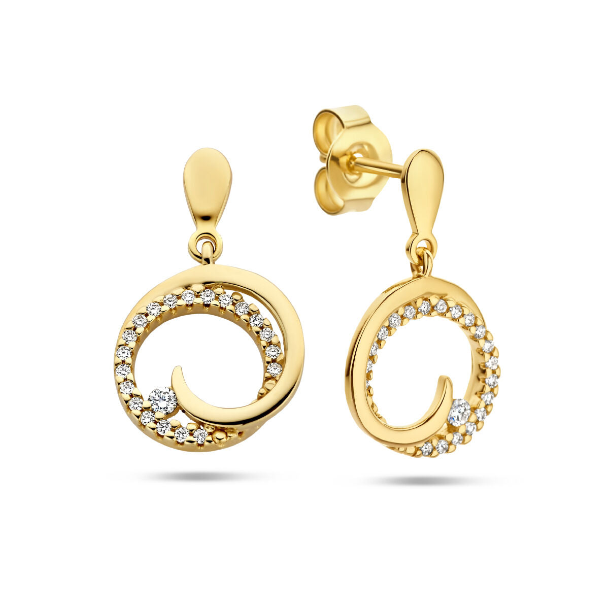 orecchini pendenti cerchietto diamante 0.14ct (2x0.07ct) h si 14K oro giallo