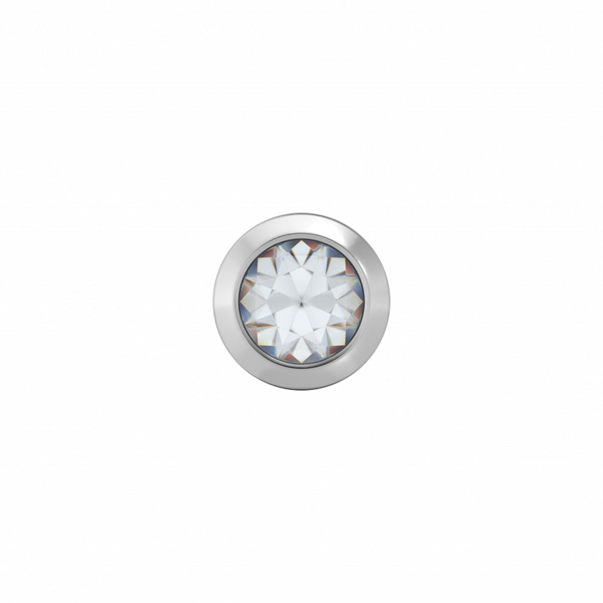 Orecchino in acciaio con pietra bianca da 3,0 mm, design rotondo e finitura lucida.