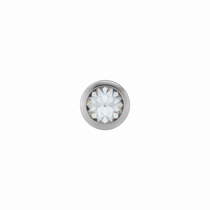 Orecchino in acciaio con pietra bianca da 2,0 mm, design semplice e luminoso.