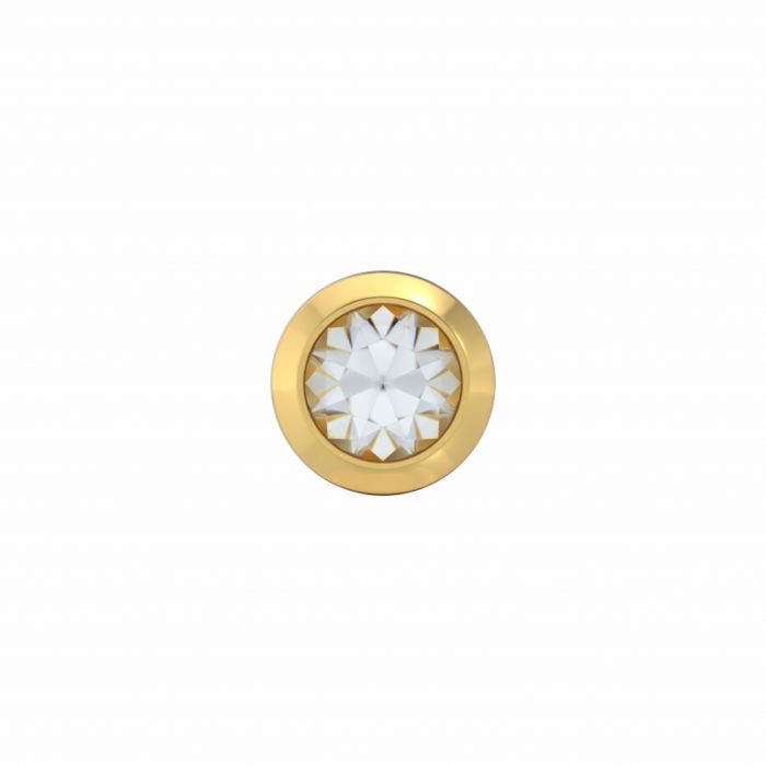 Orecchino in acciaio dorato con pietra bianca di 3,0 mm, design rotondo.