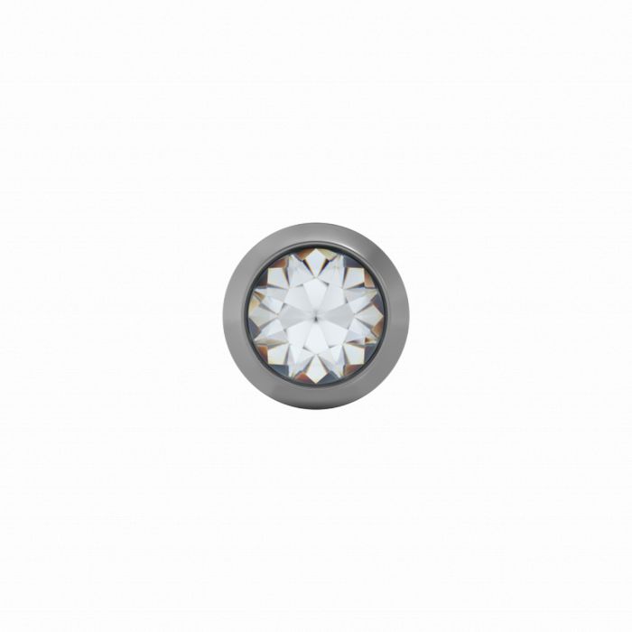Orecchini pendenti in titanio con pietra bianca da 3,0 mm e finitura lucida.