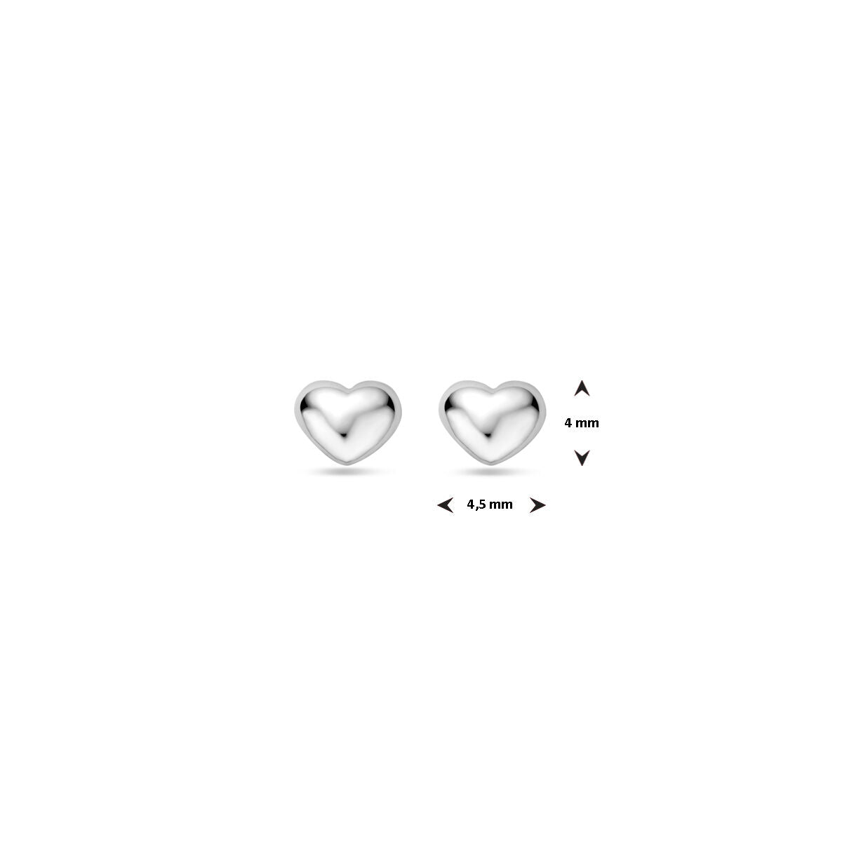 orecchini a perno cuoricino 3,5 mm argento rodiato