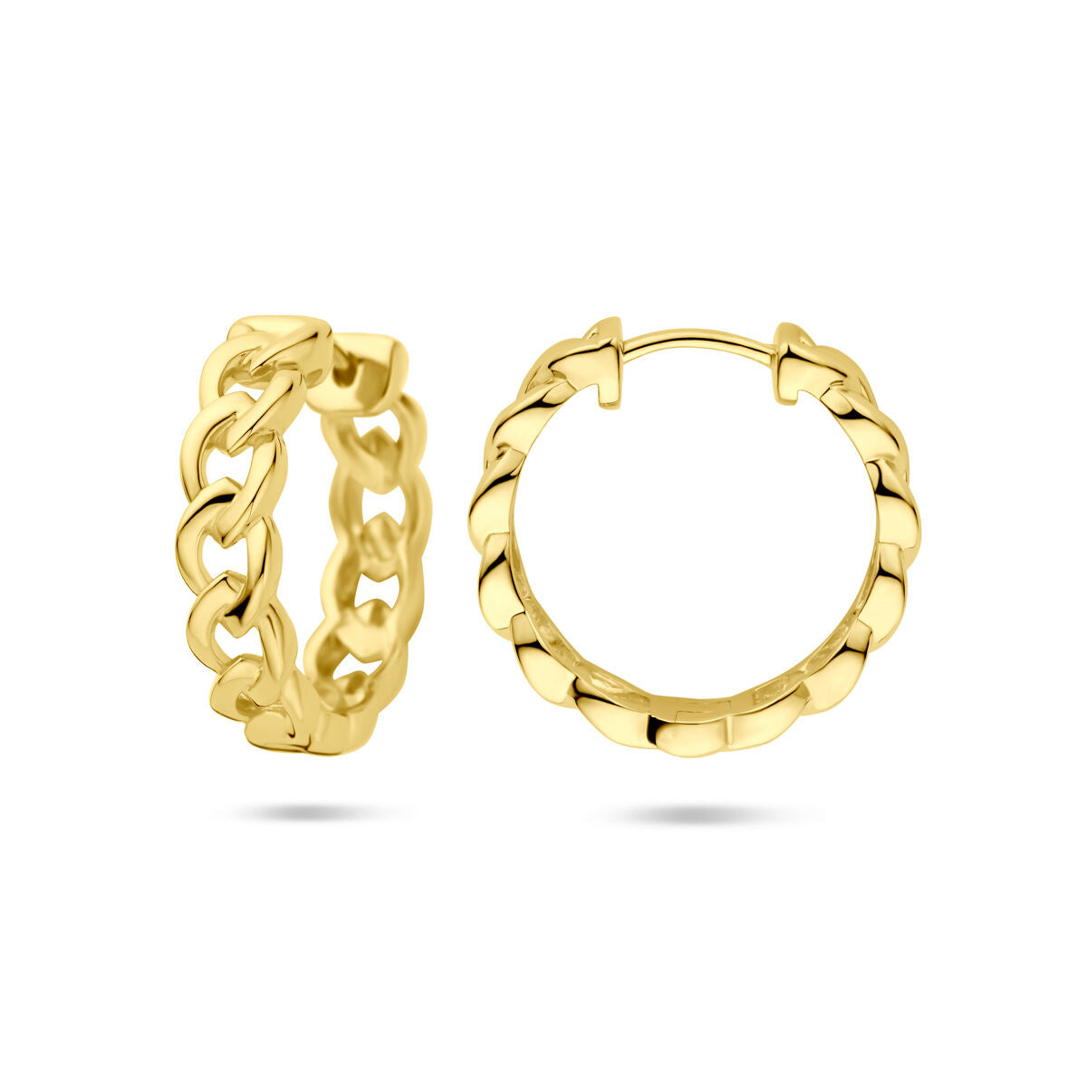 Orecchini a cerchio con motivo a maglia 18mm argento placcato oro 1 micron (giallo)