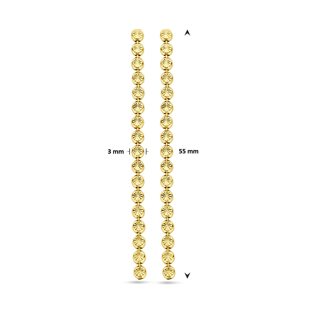 orecchini pendenti diamantati 55 mm argento dorato 1 micron (giallo)