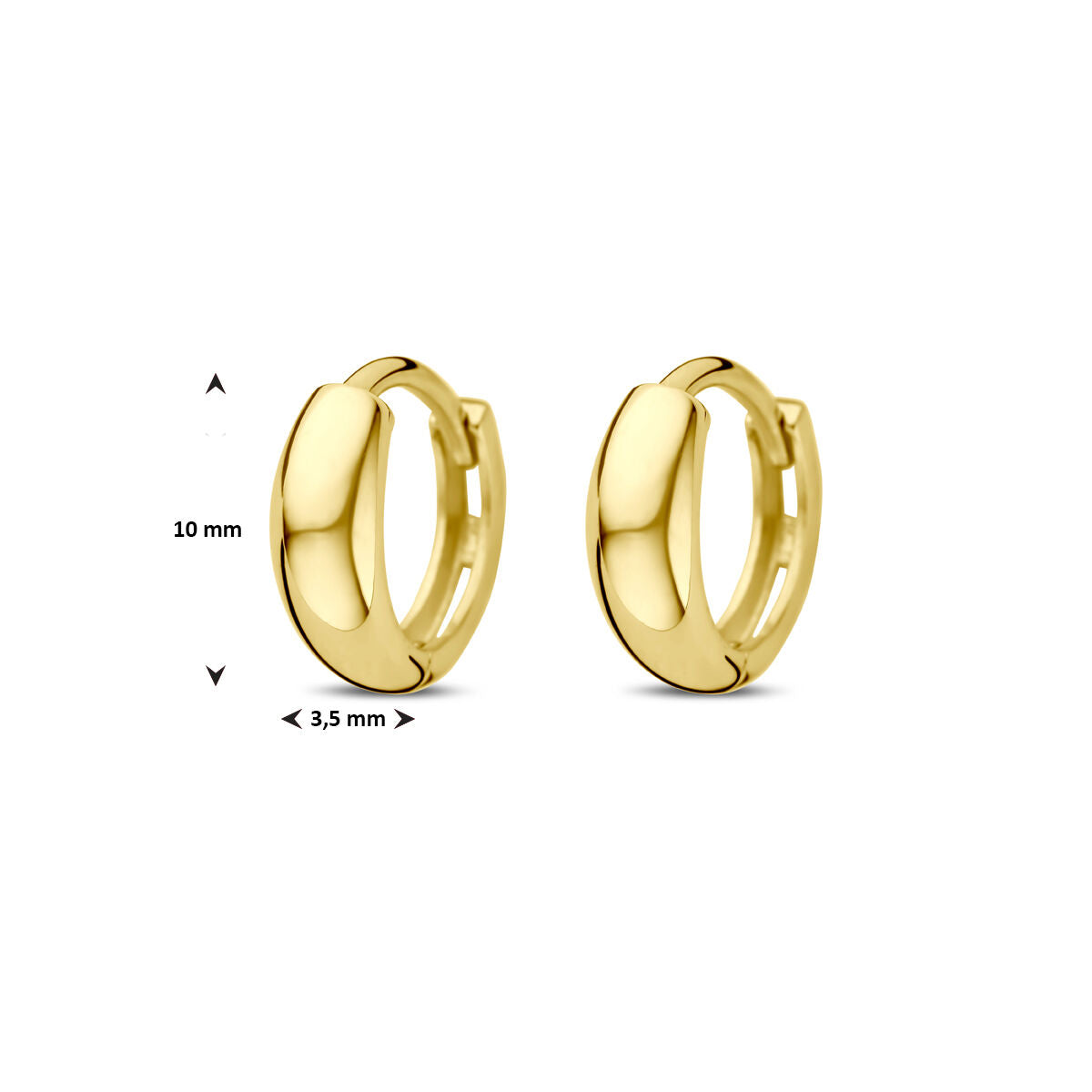orecchini a cerchio con chiusura a scatto 10 mm 14K oro giallo