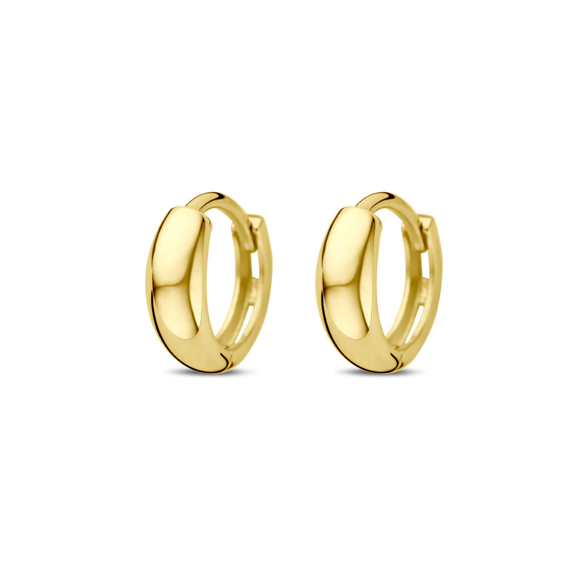 Orecchini alla creola in oro giallo 14K, diametro di 10 mm, finitura lucida.