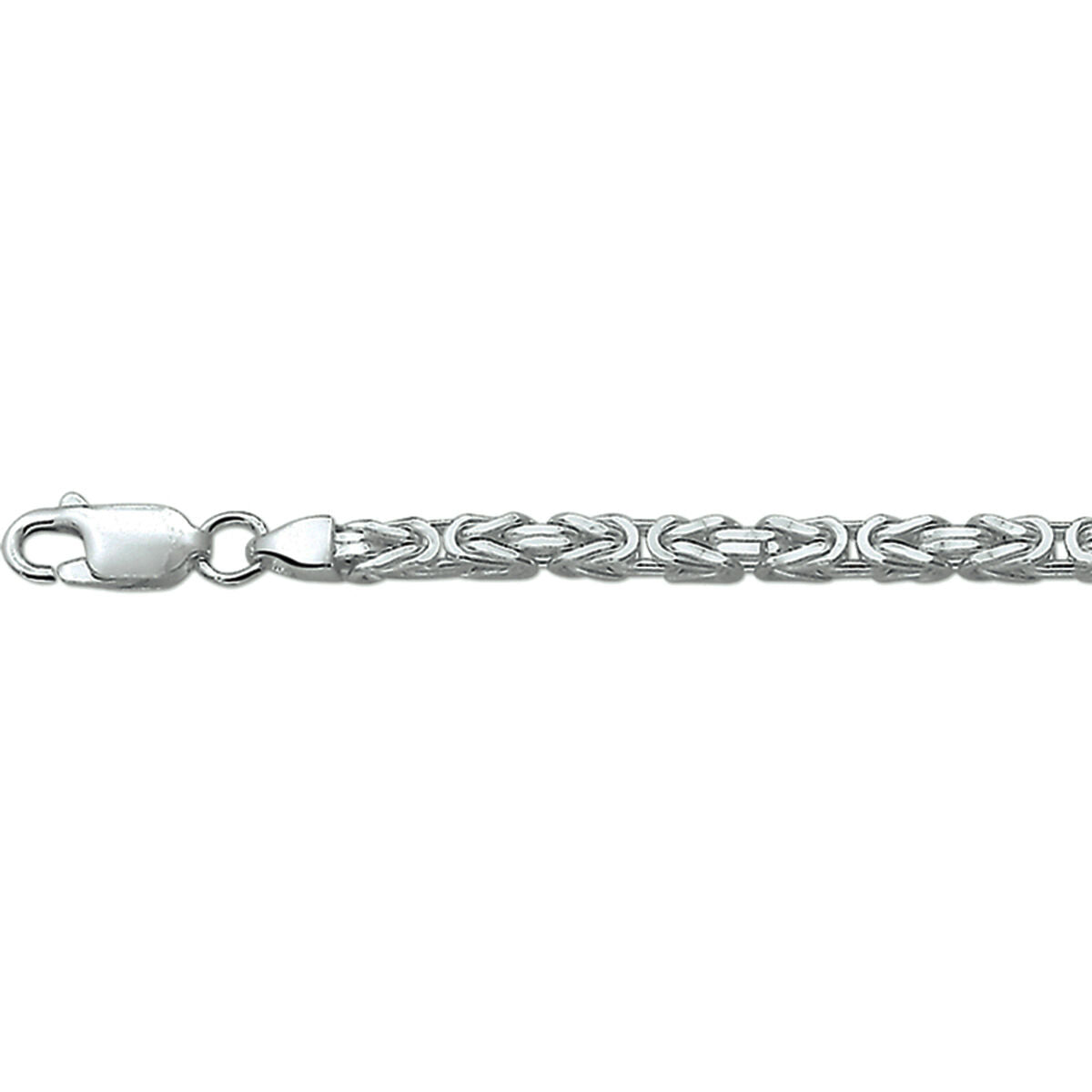 Collana bizantina in argento rodiato da 3,0 mm con chiusura a moschettone.