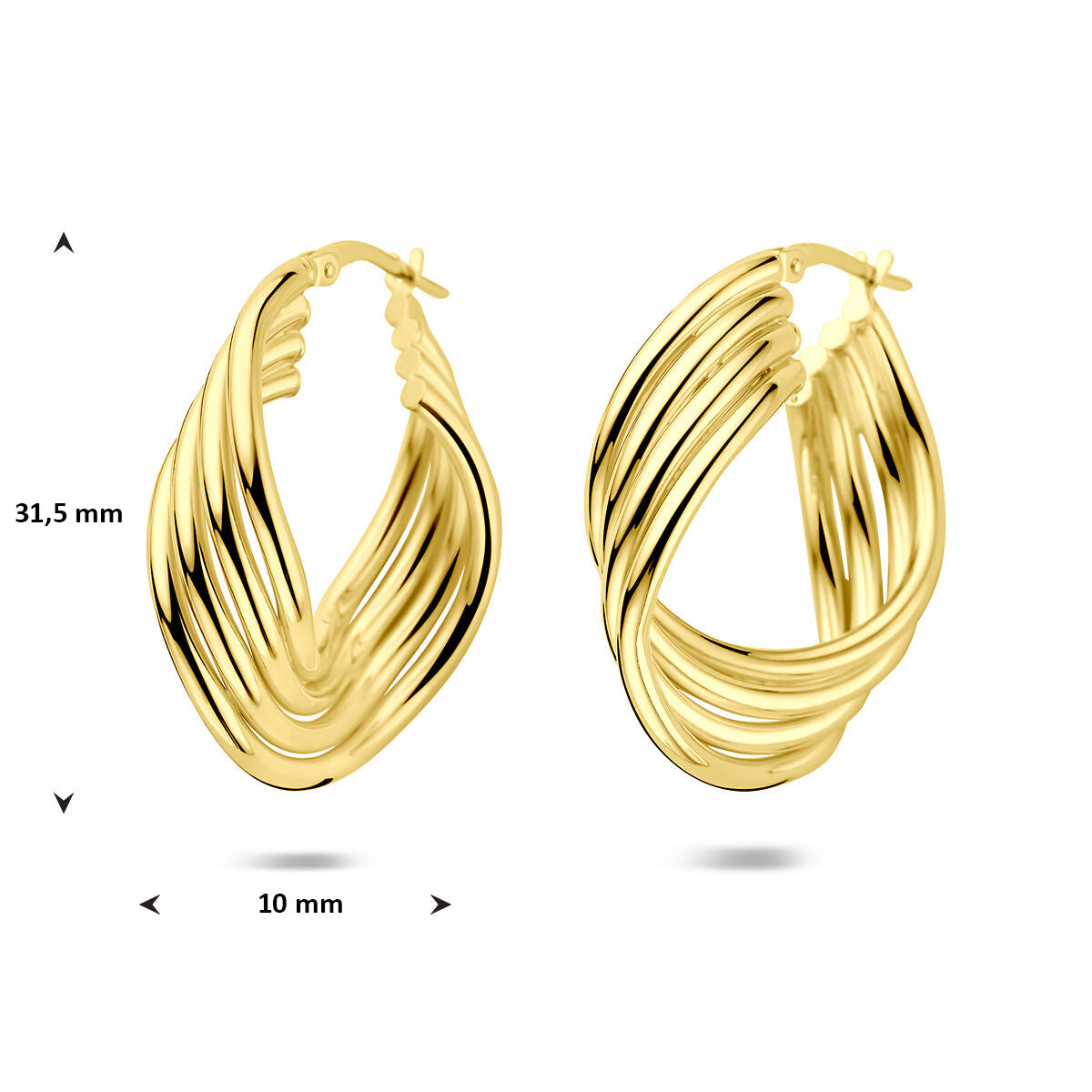 Orecchini a cerchio placcati oro – argento 925 con placcatura in oro giallo