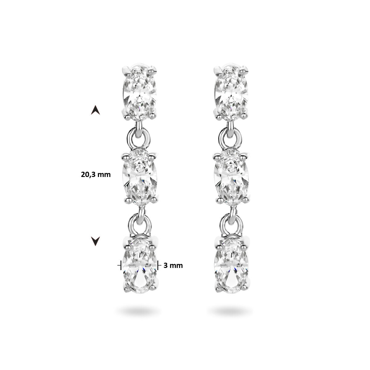 orecchini pendenti zirconia argento rodiato