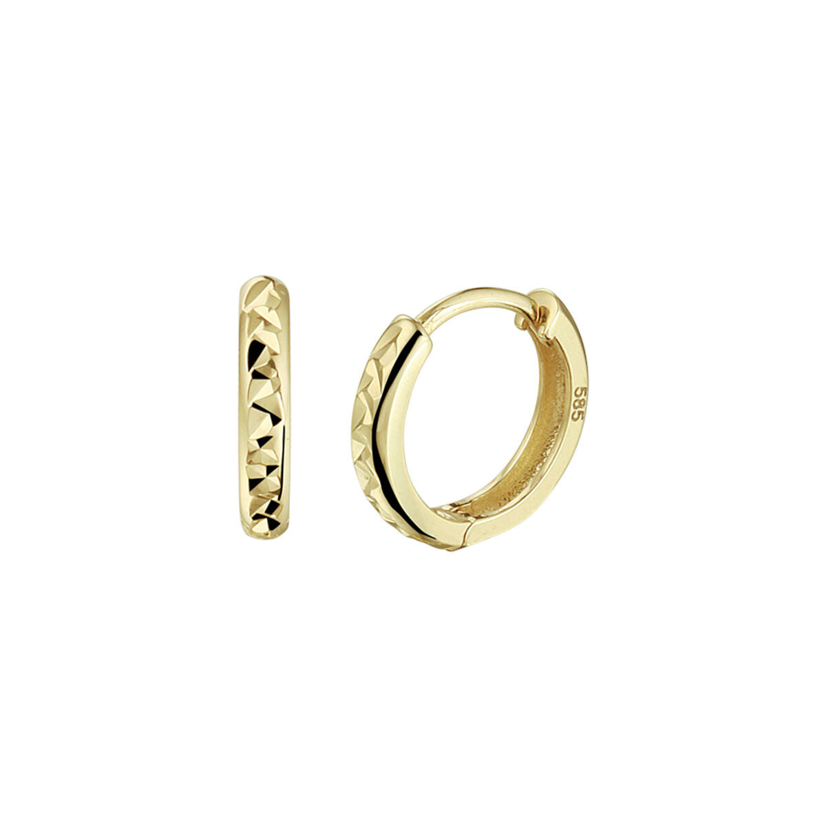 Orecchini alla creola in oro giallo 14K con finitura diamantata.